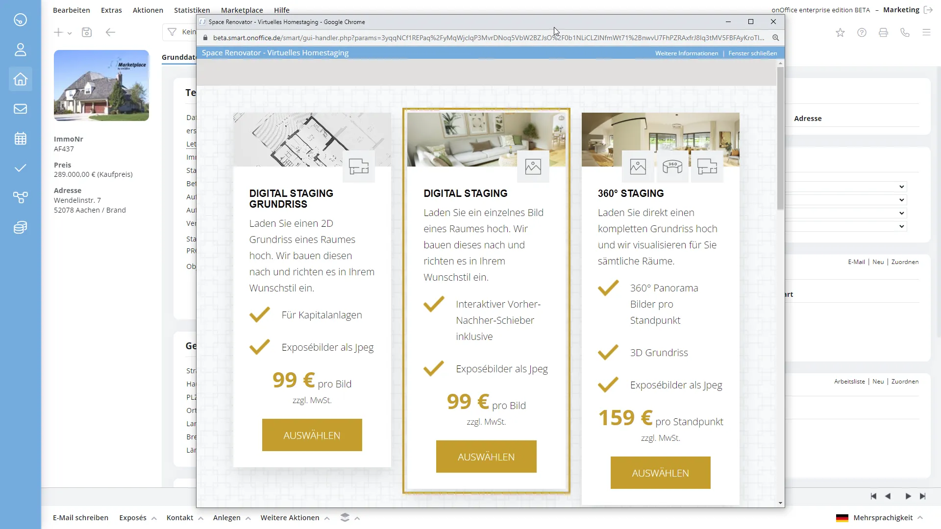 Screenshot onOffice Marketplace Space Renovator
