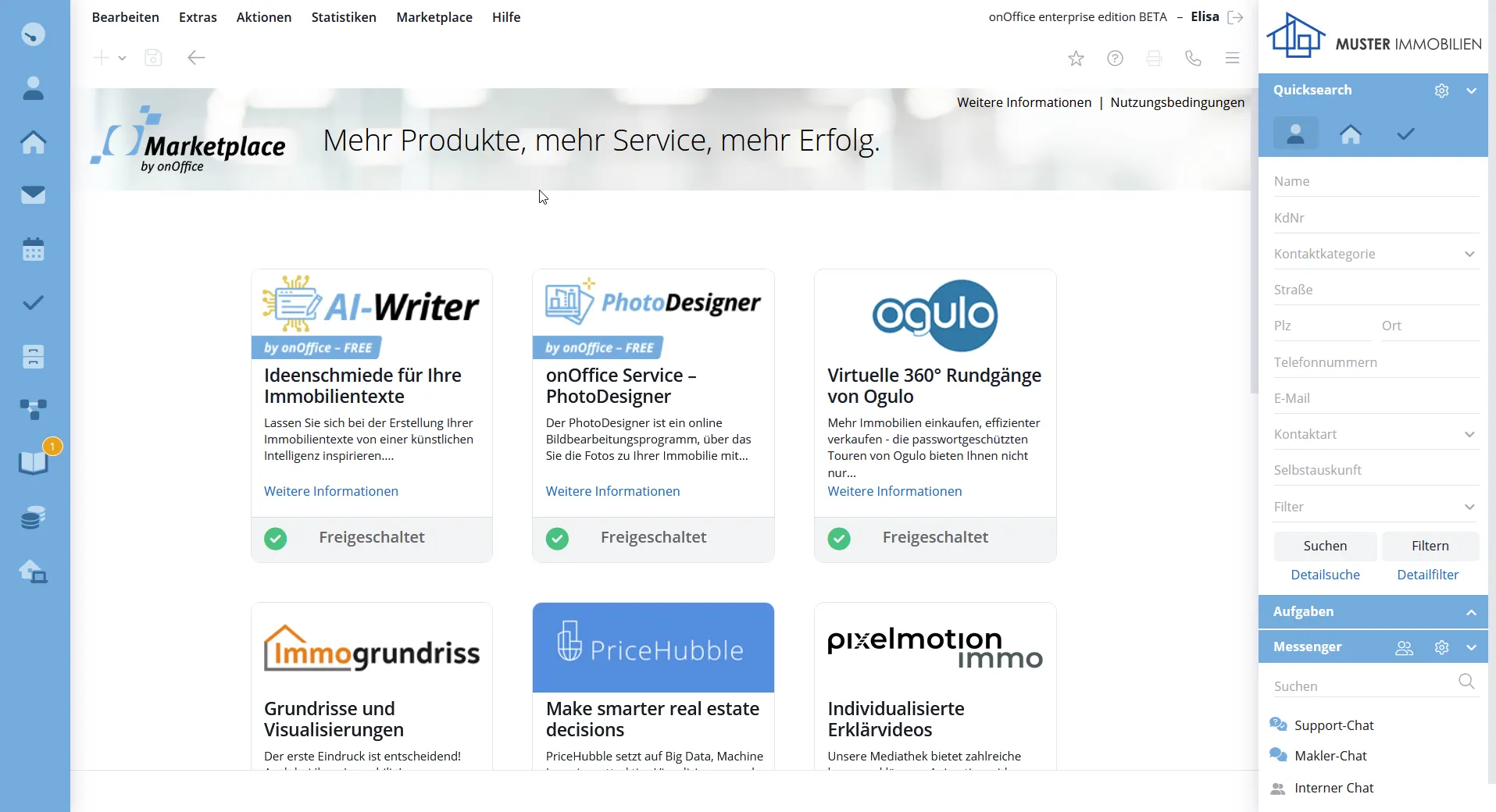 Screenshot onOffice Marketplace Anbieterauswahl