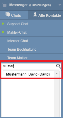 Messenger: Suche nach Kontakten Screenshot