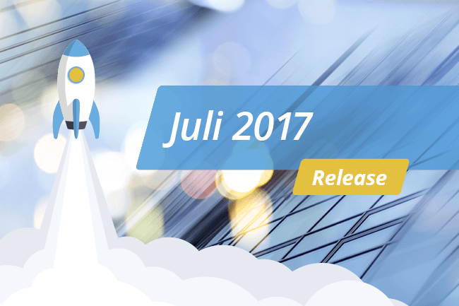 Blauer Hintergrund mit weißer Schrift „Release – Juli 2017“