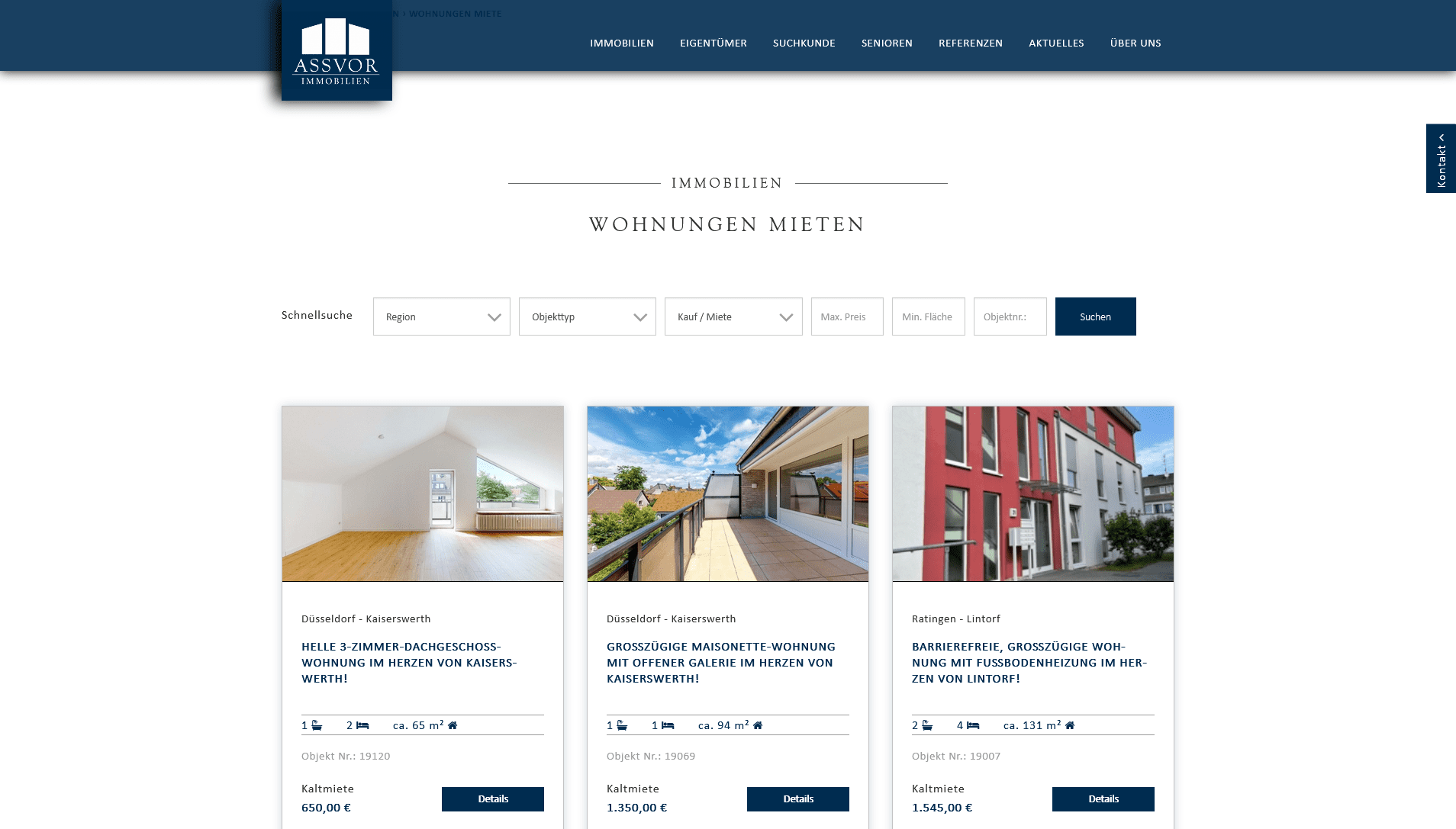 ASSVOR Immobilien: Screenshot Website