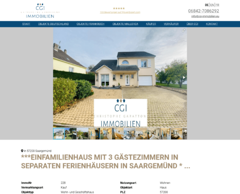CGI Immobilien: Screenshot Website