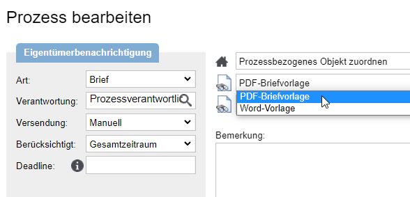 PDF-Briefe für Eigentümerbenachrichtigung im Prozessmanager