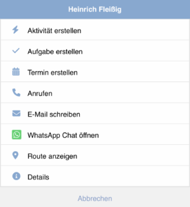 WhatsApp Button in der onOffice App